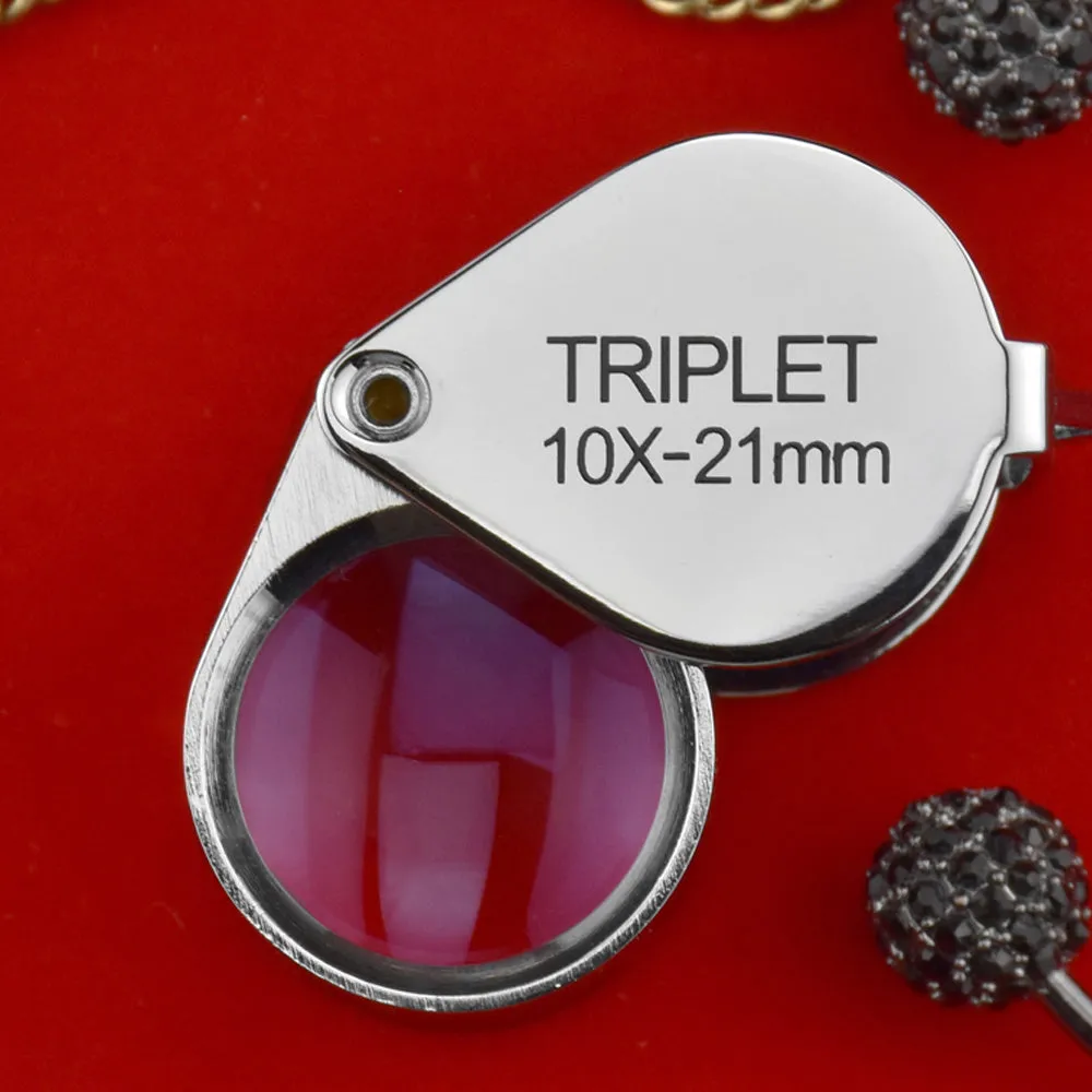 10 x 21mm Glass Magnifying  Loupe Magnifier Jeweler Eye Jewelry Pocket Loop Case