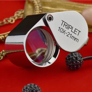 10 x 21mm Glass Magnifying  Loupe Magnifier Jeweler Eye Jewelry Pocket Loop Case