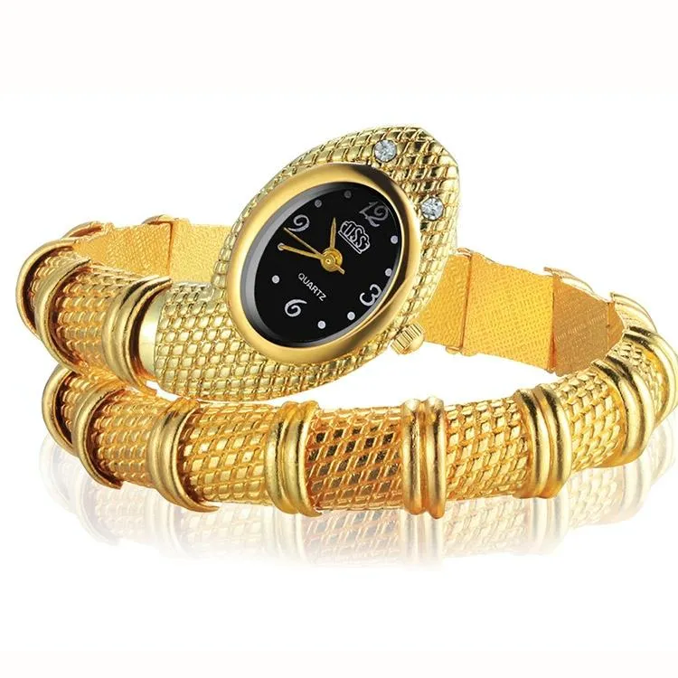 Diamond-plated Quartz Watch in Snake Shape