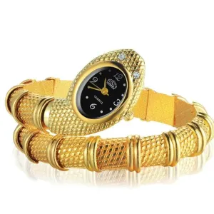 Diamond-plated Quartz Watch in Snake Shape
