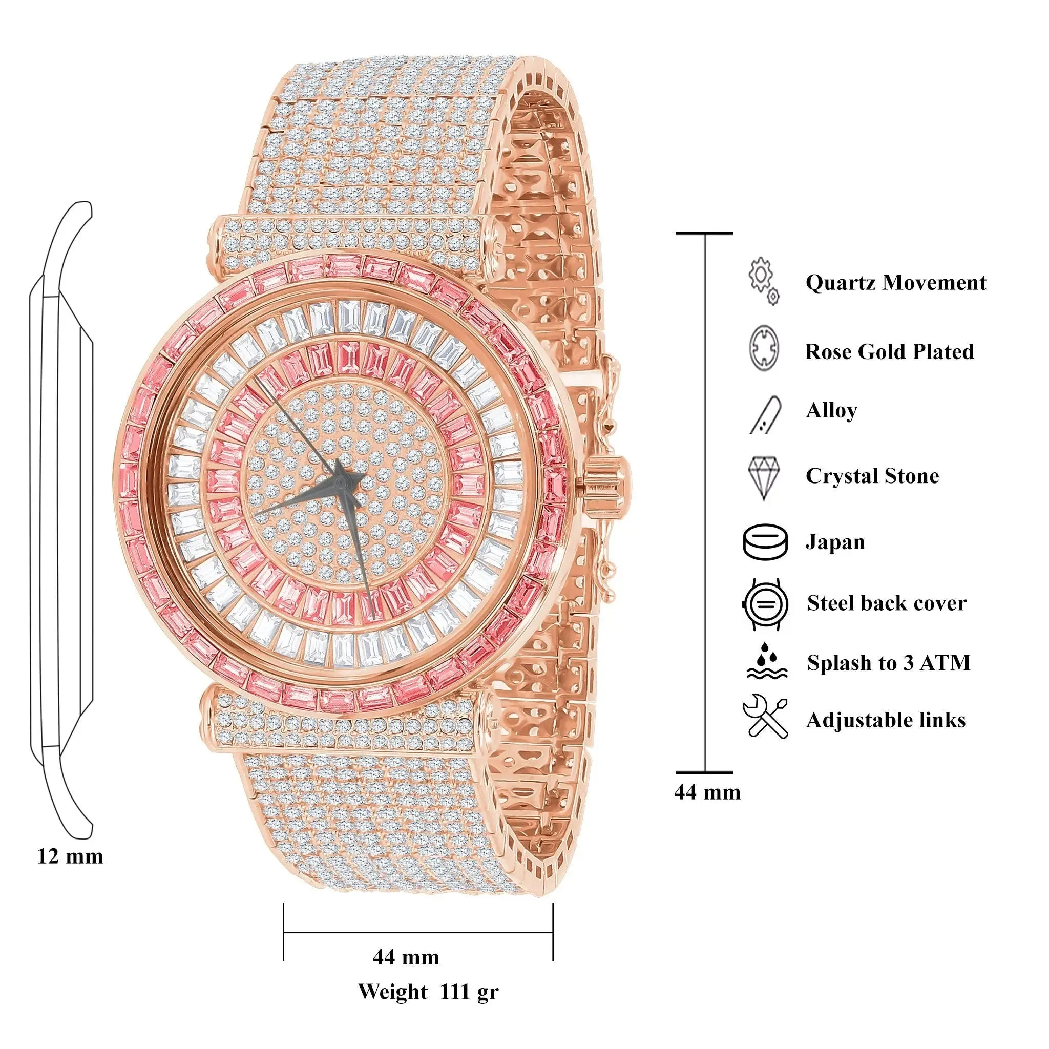 Glamorous Rhodium-Plated Cubic Zirconia Timepiece