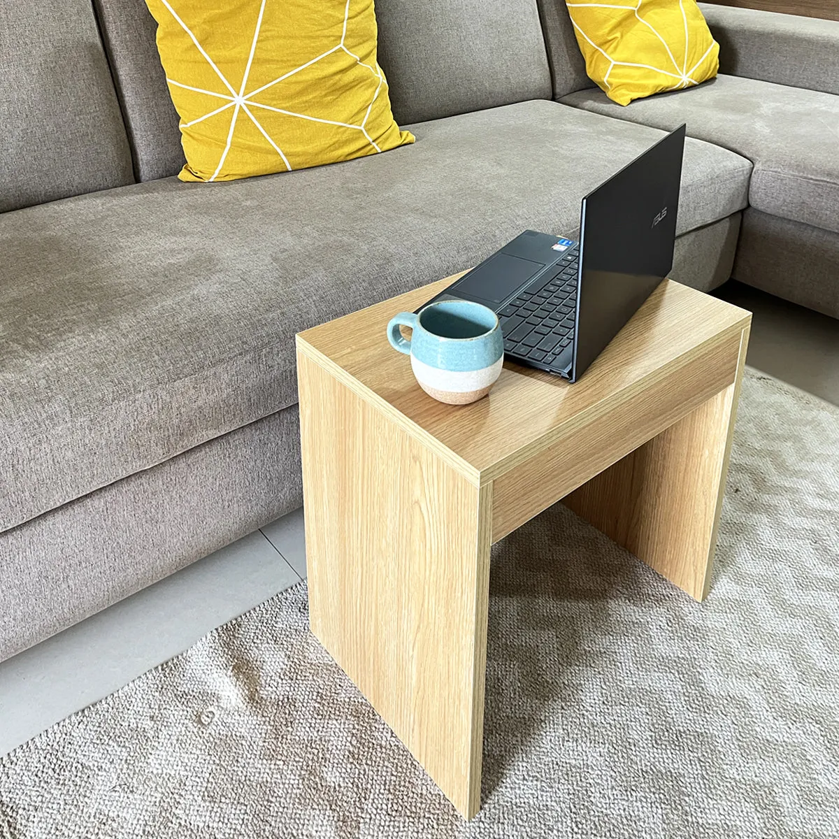 Kawachi LIght Weight Wooden Sofa/Bed Side Nightstane End Table Coffee/Snacks/Centre/Laptop Table KW106-Beige