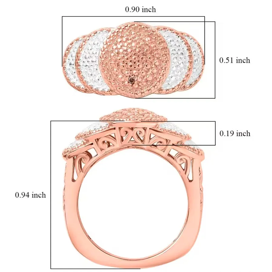 Natural Champagne Diamond Accent Scalloped Ring in Platinum Bond & 18K Rose Gold