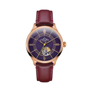 No.274 Open Heart Rose gold, purple and oxblood