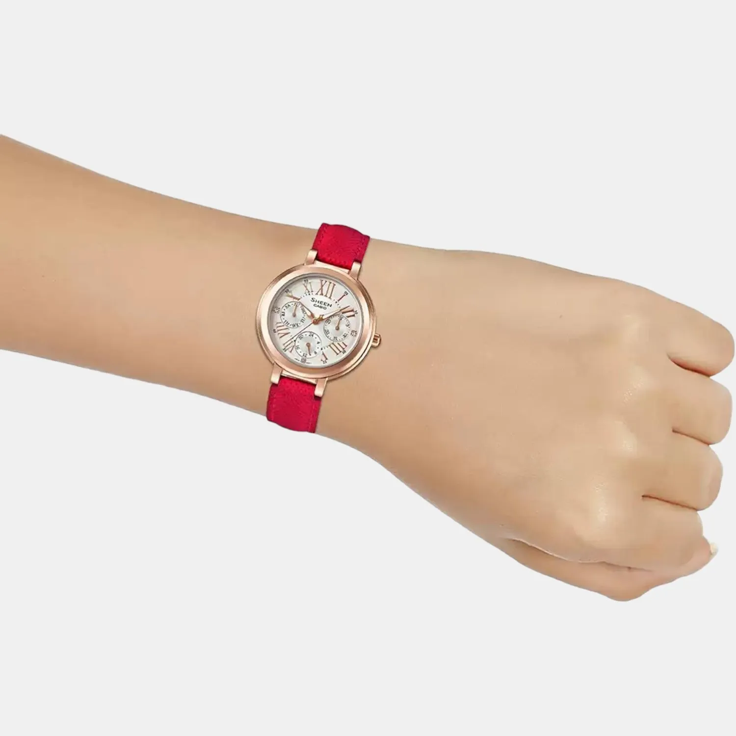 Sheen Women's Chronograph Leather Watch SX178 - SHE-3034GL-7BUDR
