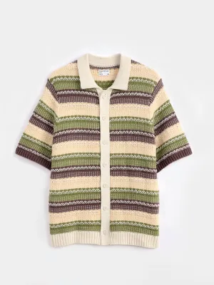 The Crochet Striped Shirt in Cloud