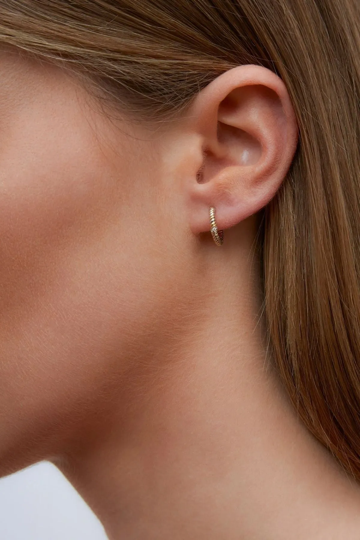 Yvonne Lon Mini Twist Diamond Earrings - Yellow/ White Gold