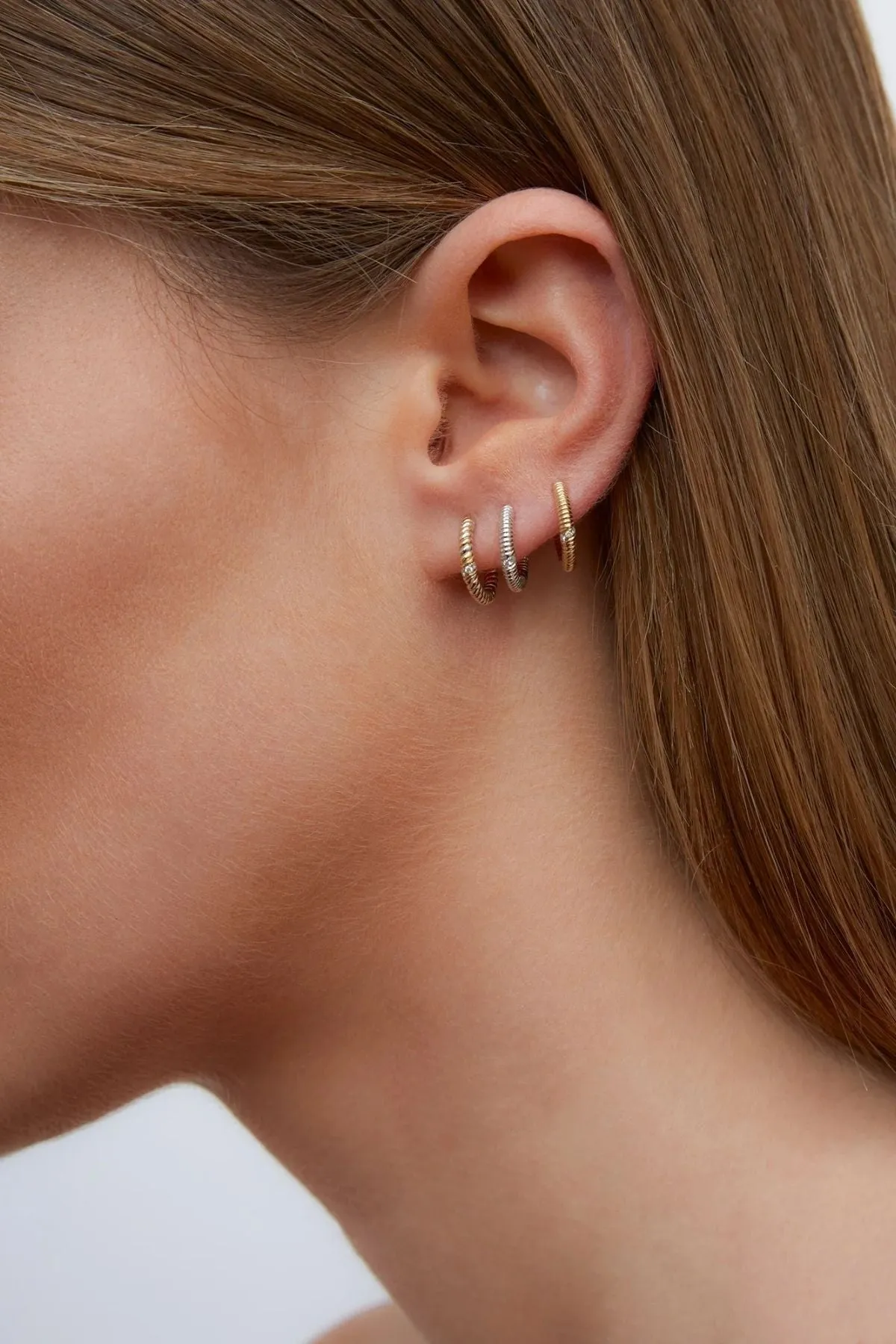 Yvonne Lon Mini Twist Diamond Earrings - Yellow/ White Gold