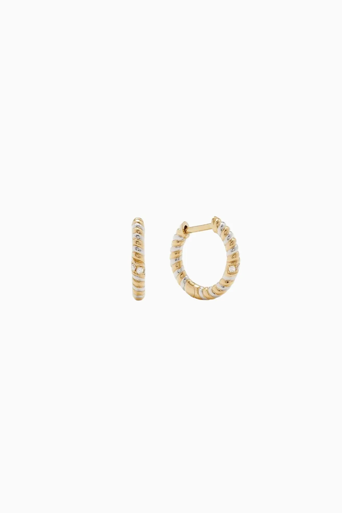 Yvonne Lon Mini Twist Diamond Earrings - Yellow/ White Gold